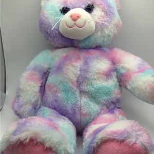Build A Bear Tie-Dye Cat Kitty Plush Pastel Swirl Pink Purple Blue 16” Talks